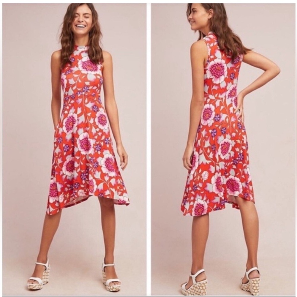 Maeve* Clearly Orange - Floral Asymmetrical Dress